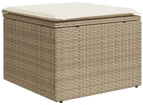 Set Divani da Giardino 11 pz con Cuscini Beige in Polyrattan