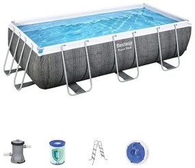 Piscina effetto rattan grigio scuro 404x201x100 cm Bestway con pompa filtro