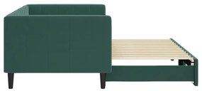 Divano letto con letto estraibile verde scuro 90x200cm velluto