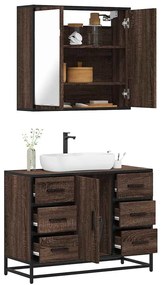 Set Mobili Da Bagno 2 Pz Rovere Marrone İn Legno Multistrato /