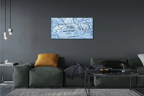 Quadro stampa su tela Mappa della città 100x50 cm