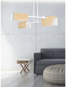 Lampadario Minimal Sarutahiko Acciaio Bianco 4 Luci E27 Ip20