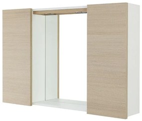 Specchio contenitore 91x61 cm larice con pensili laterali e LED Desya