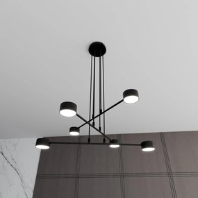 Lampadario a Sospensione in Acciaio GX53 MODUS 6 Nero 6xGX53