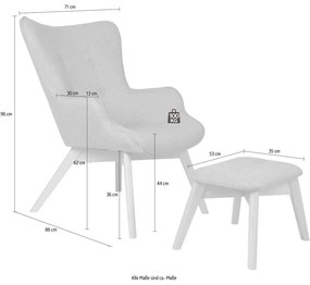 Poltrona con poggiapiedi grigia Niko – Ropez