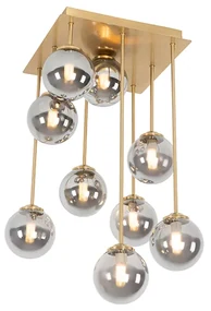 Plafoniera smart oro a 9 luci con vetro fumé incl. 9 Wifi G9 - Athens