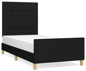 Giroletto con testiera nero 80x200 cm in tessuto