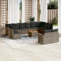 Set Divani da Giardino 13 pz con Cuscini Grigio in Polyrattancod mxl 92287