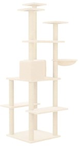 Albero per gatti con tiragraffi in sisal crema 167 cm