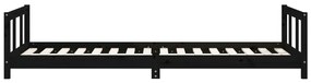 Giroletto per bambini nero 90x200 cm in legno massello di pino