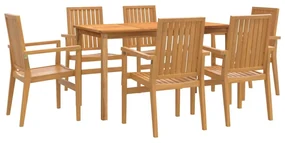 Set da pranzo da giardino 7 pz in legno massello di teak