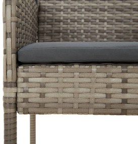 Set da pranzo da giardino 9 pz con cuscini in polyrattan grigio