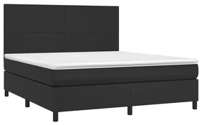 Giroletto a molle con materasso nero 160x200 cm in similpelle