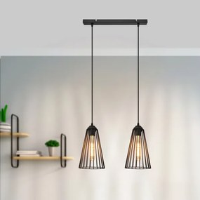 Lampadario a sospensione con filo TORRI 2xE27/15W/230V nero