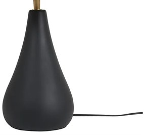 Lampada da tavolo nera in ceramica opaca e paralume in rafia H49 PYRUS