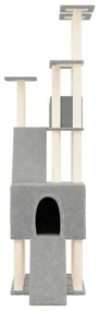 Albero per gatti con tiragraffi in sisal grigio chiaro 190 cm