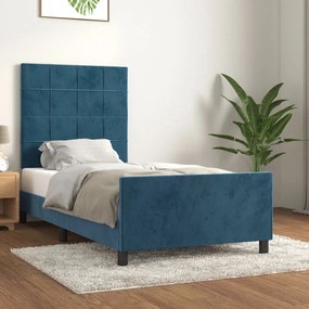 Giroletto Senza Materasso Blu Scuro 90x190 Cm İn Velluto /