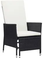 Sedia da Giardino Reclinabile con Cuscino in Polyrattan Nero cod mxl 23069