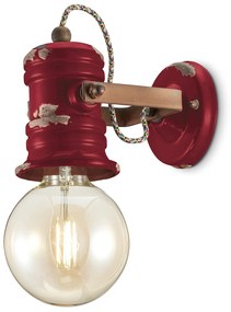Applique Industrial Minimal Urban Ferro E Ceramica Vintage Bordeaux 1 Luce E27