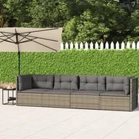 Set Divani da Giardino 4 pz con Cuscini in Polyrattan Grigio 319611