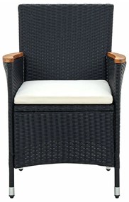 Set da Pranzo da Giardino 9 pz con Cuscini in Polyrattan Nero