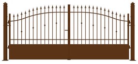 Cancello manuale battente Civetta in ferro, apertura centrale, L 408.5, H 150-180 cm, di colore ruggine