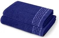Coppia asciugamani spugna viso e ospite blu scuro