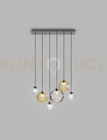 Puppet sospensione l6 multicolore 1 nero opaco 6 luci attacco g9