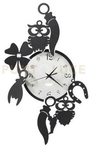 Orologio da parete di design portafortuna good luck nero e bianco m...