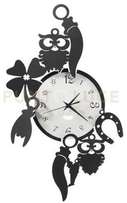 Orologio da parete portafortuna buffo good luck 2 nero e bianco mar...