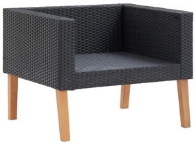 Set divani da giardino 5 pz con cuscini in polyrattan nero