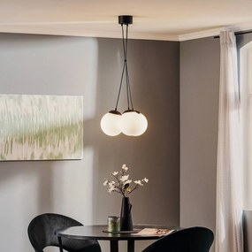 Eko-Light Lampada a sospensione Lima vetro opalino nero a 3 luci Bundle
