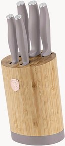 Set di coltelli da cucina in acciaio inossidabile con supporto Taupe, set da 6