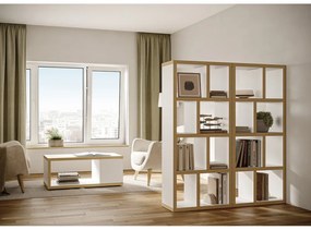 Libreria bianca con bordo in legno 70x159 cm Berlin - TemaHome