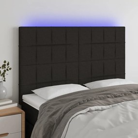 Testiera A Led Nera 144x5x118/128 Cm İn Tessuto /