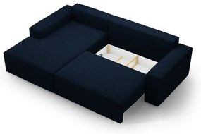 Divano letto angolare blu scuro in tessuto bouclé (angolo sinistro) Jodie - Micadoni Home