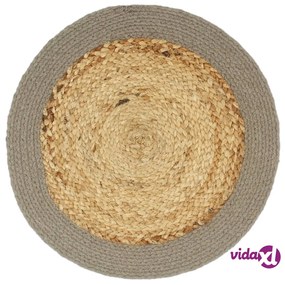vidaXL Tovagliette 6 pz Naturale e Grigio 38 cm in Juta e Cotone