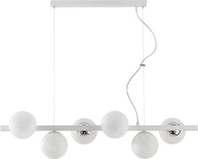 Lampadario Contemporaneo Adrian Metallo Bianco Cromo 6 Luci E14