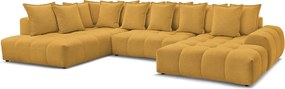Divano angolare color senape allungabile e con contenitore (penisola a sinistra/a U) con rivestimento in ciniglia Everest – Bobochic Paris