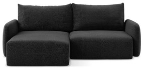 Divano angolare nero allungabile/con contenitore (con penisola a sinistra) Kalena – Makamii