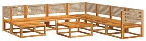 Set divano giardino 9 pz con cuscini legno massello di acacia