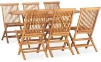 Set da Pranzo da Giardino 7 pz Pieghevole in Massello di Teak cod mxl 47206