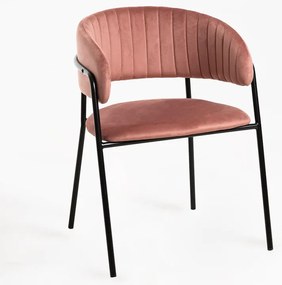 Sedia Moniel Black Velluto - Rosa
