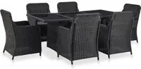 Set da Pranzo da Giardino 7 pz in Polyrattan Nero 3057808