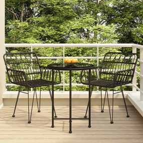 Set Da Pranzo Da Giardino 3 Pz Nero İn Polyrattan /