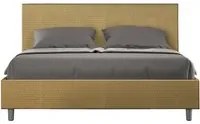 Letto matrimoniale con rete imbottito 160x200 tessuto Labirinto 6 giallo Adele