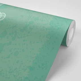Carta da parati – Arabesco verde su sfondo astratto