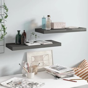 Scaffali A Parete 2 Pz Grigio Lucido 60x23,5x3,8 Cm İn Mdf /