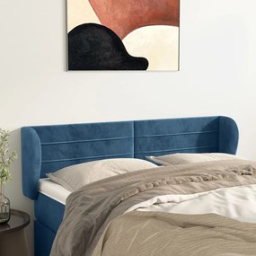 Testiera Ad Orecchio Blu Scuro 147x23x78/88 Cm İn Velluto /