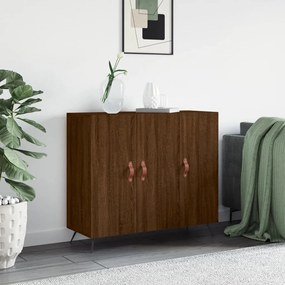 Credenza rovere marrone 90x34x80 cm in legno multistrato